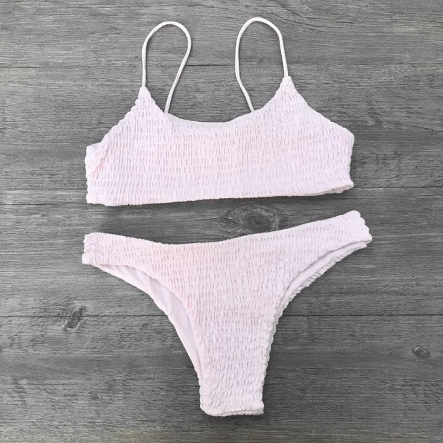 Swimsuit Pleated Triangle Bikini European And American Swimwear Women Pink - Shop at LoveMi