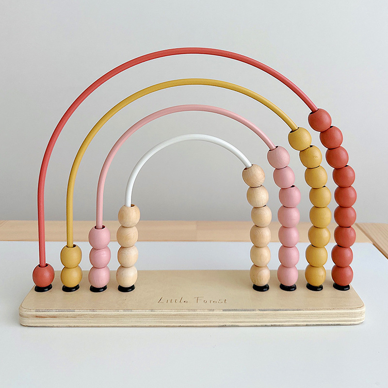 Wooden Childrens Rainbow Abacus Beads Cognitive Toy