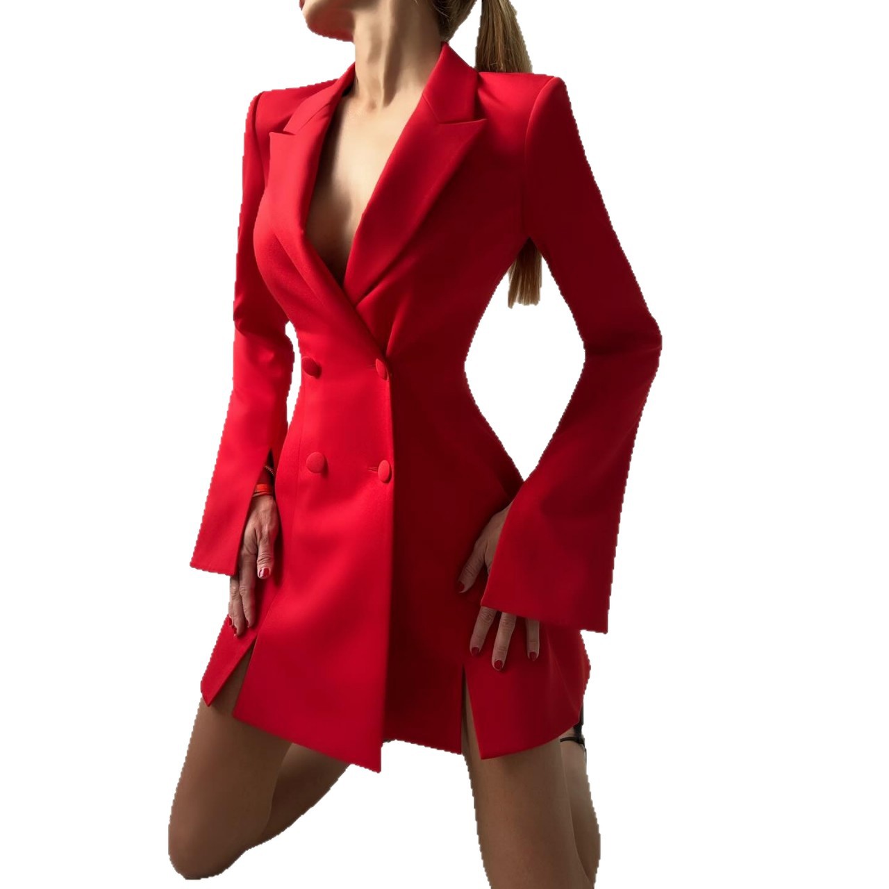 Womens Double-breasted, Waist-cinched Blazer Dress — foto 5