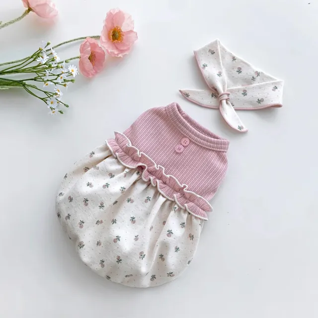 Warm And Cute Small Scarf Floral Bubble Skirt Vest Pink Floral Scarf Vest - Shop at LoveMi