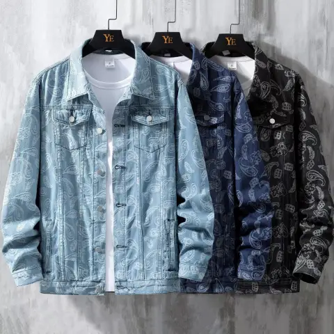 Printed Jacquard Fashion Casual All-matching Personality Trend Men's Coat