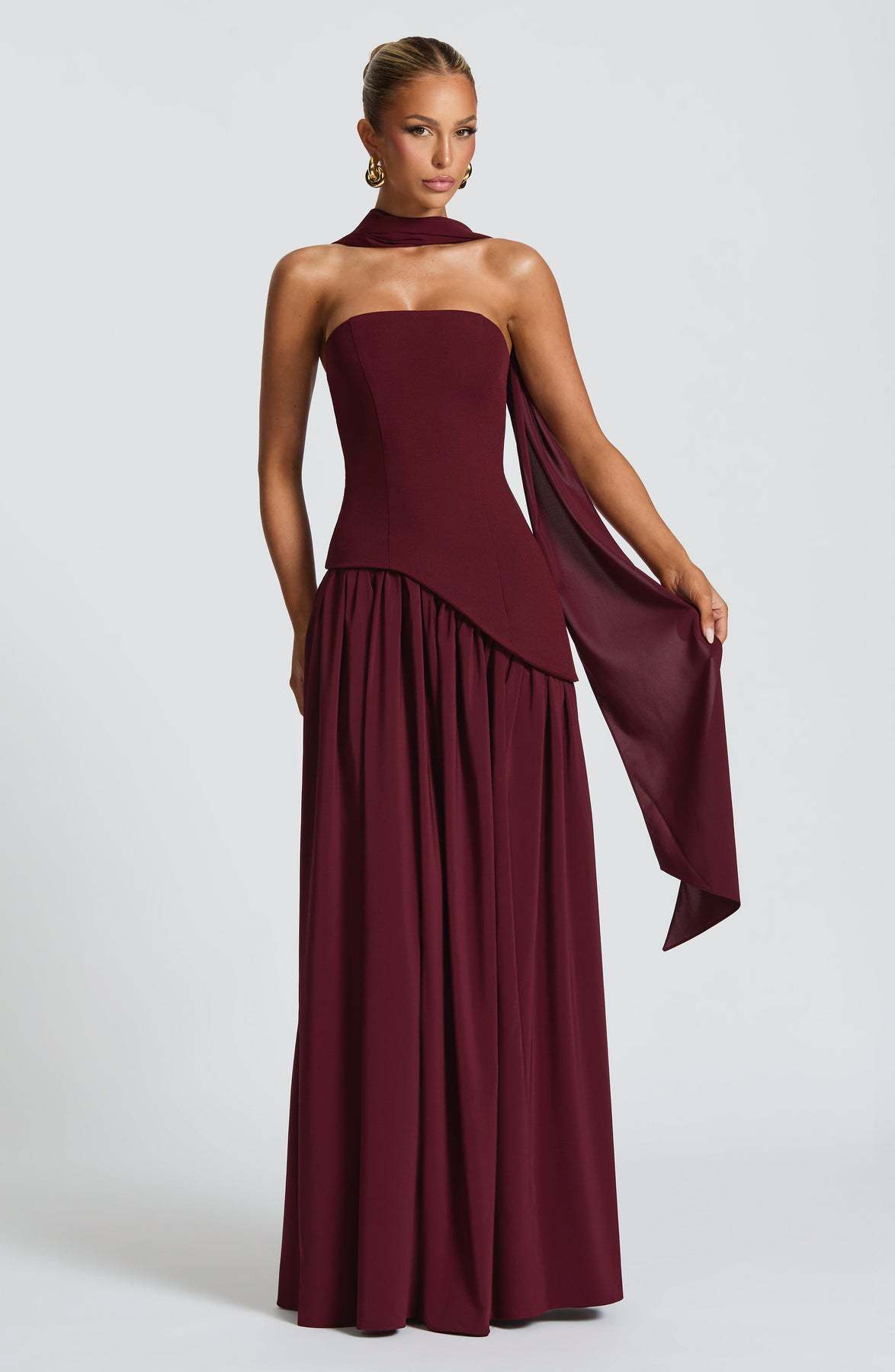 Fashion Sexy Backless Tube Top Pure Color Split Dress Wine - Shop at LoveMi