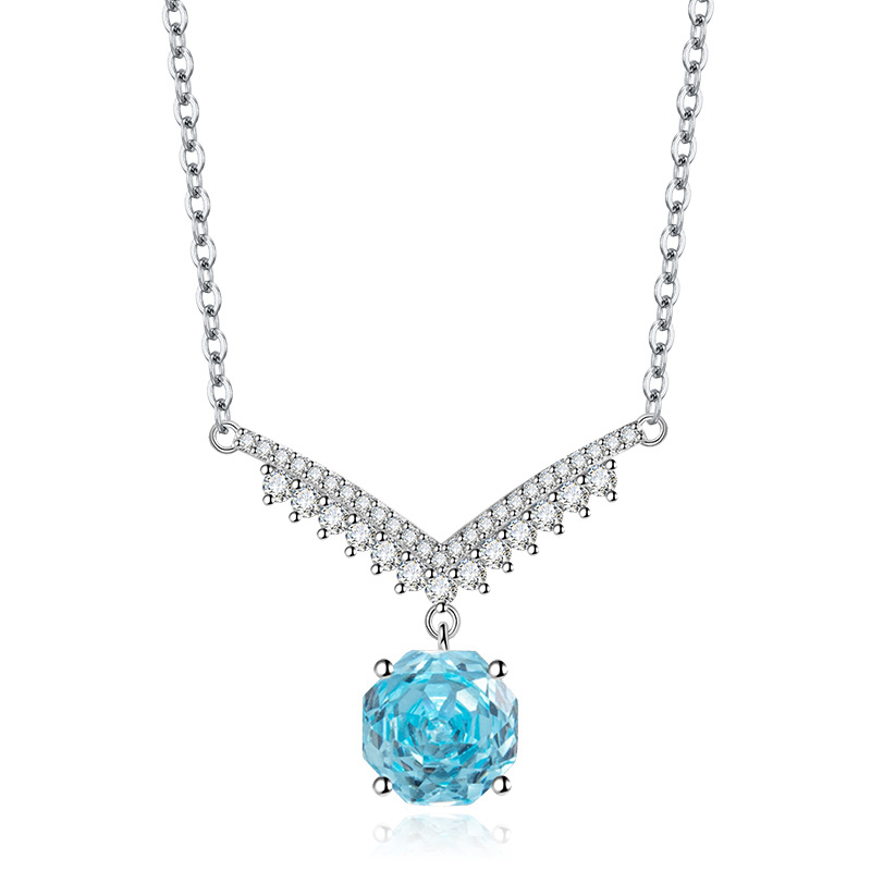 Octagonal Millennium Rose Cut Necklace High Carbon Diamond