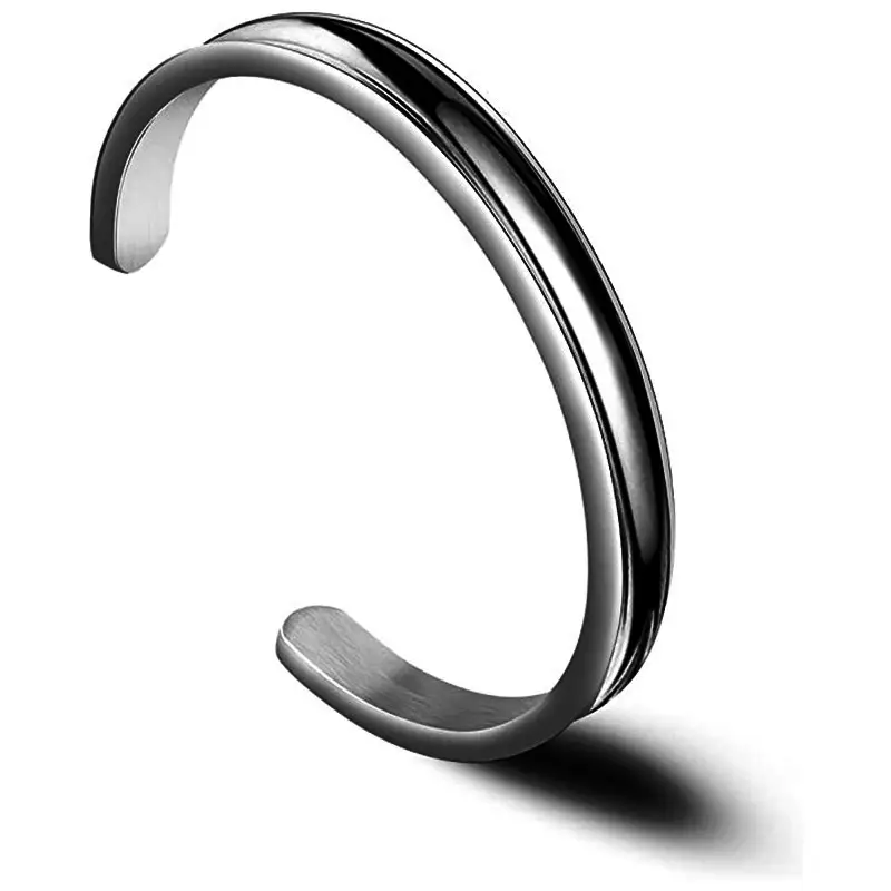 Stainless Steel C- Shaped Concave Open-ended Bracelet