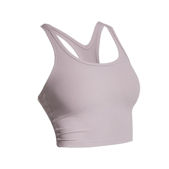 Women's Simple Solid Color Beauty Back Fashion Sports Vest Clove Chalkiness - Shop at LoveMi