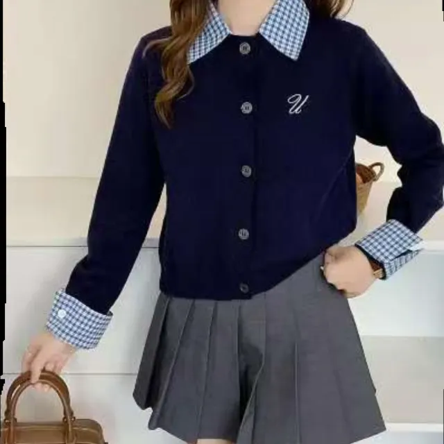 Casual Women's Long sleeved Cardigan Sweater Navy - Shop at LoveMi