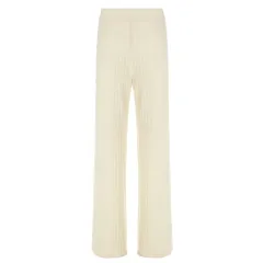 European And American Solid Color Line Knitted Casual Pants - Beige - View 1