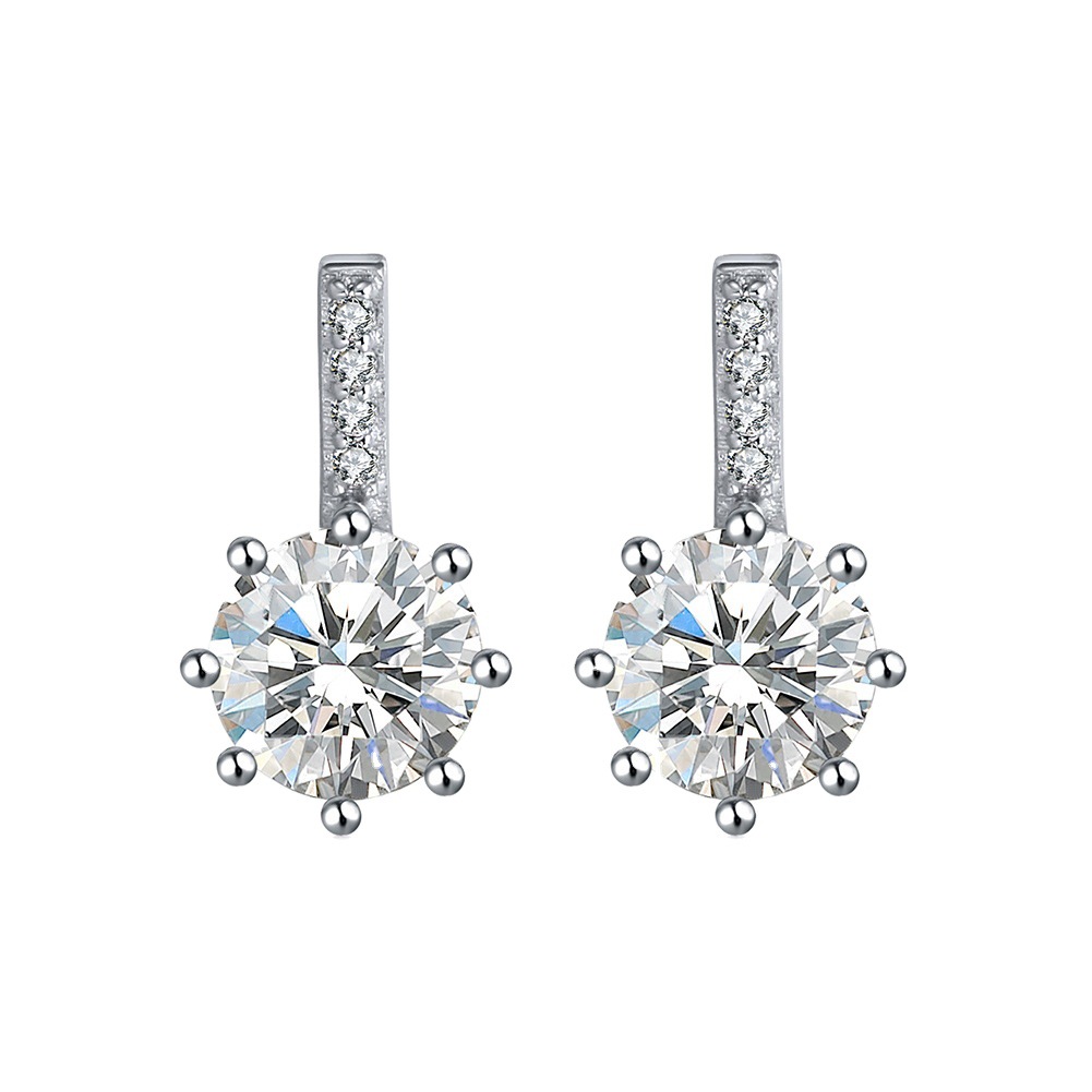S925 Sterling Silver Stud Earrings Elegant Lady