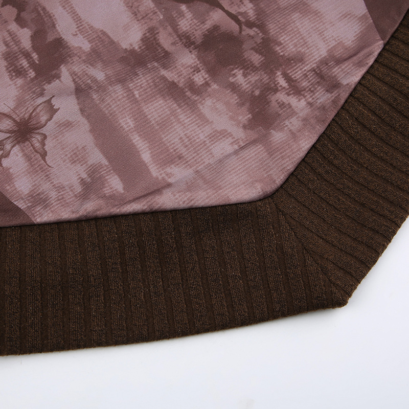 Ancient Abi Butterfly Floral-print Off-shoulder Lapel Underwear Blouse Tops