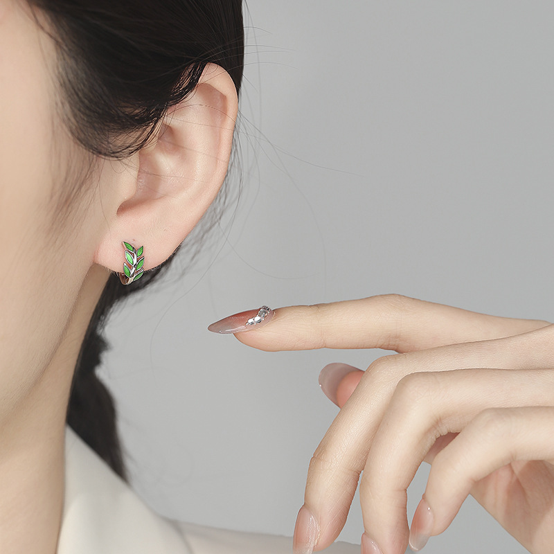 Resin Leaf Earrings For Women, Made With 925 Silver