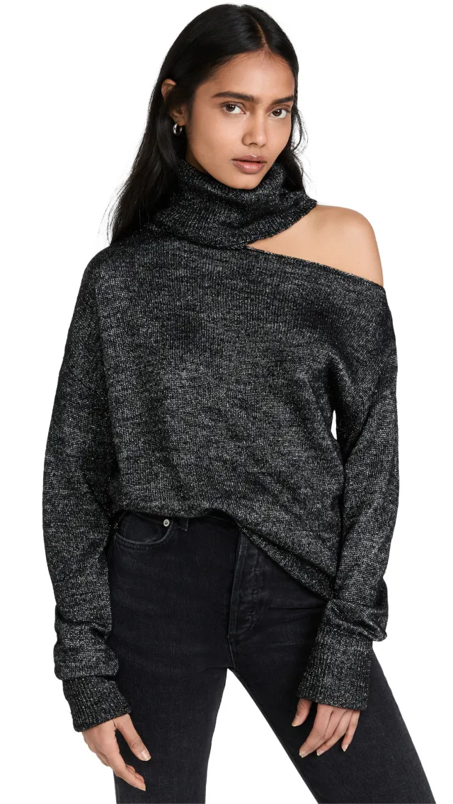 Solid Color Two Lapel Off shoulder Sexy Women's Sweater Dark Gray Melange - Shop at LoveMi