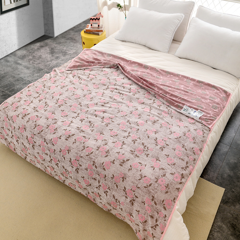 Summer Cooling Quilt Air-conditioning Throw Blanket Lyocell Tencel Floral Bed Sheet Cool-to-the-touch