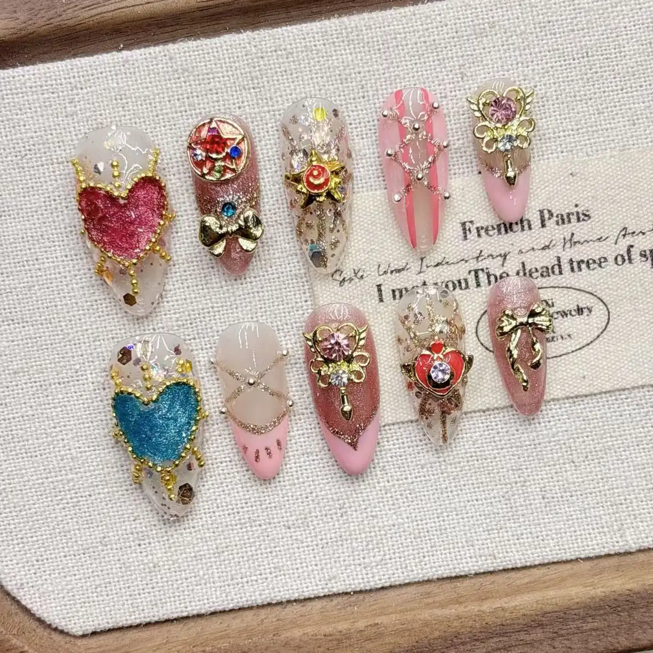Sailor Moon Colorful Heart Boutique Handmade Nail Art