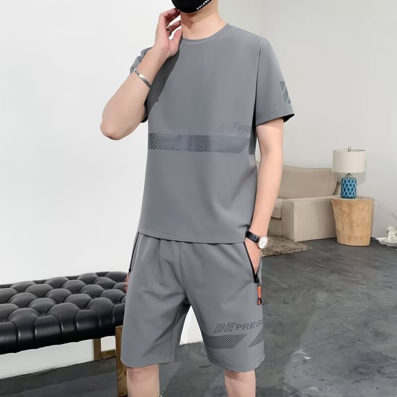 Mens Fashionable Casual Summer Short-Sleeve And Shorts Set