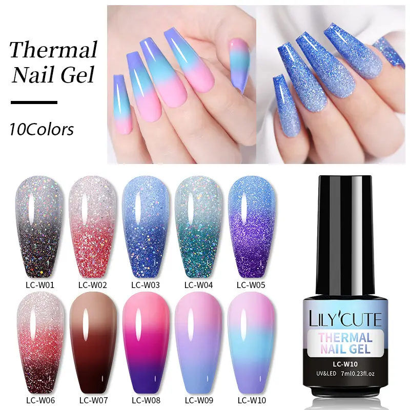 Temperature Change Glitter UV Polish Three-section Color