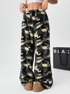 New Casual Leopard Print Lace-up Wide-leg Pants - Camouflage - View 1