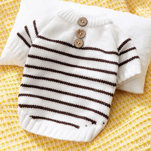 Dog Clothes Rabbit Sweater Small Puppies Teddy White Stripes - Shop at LoveMi