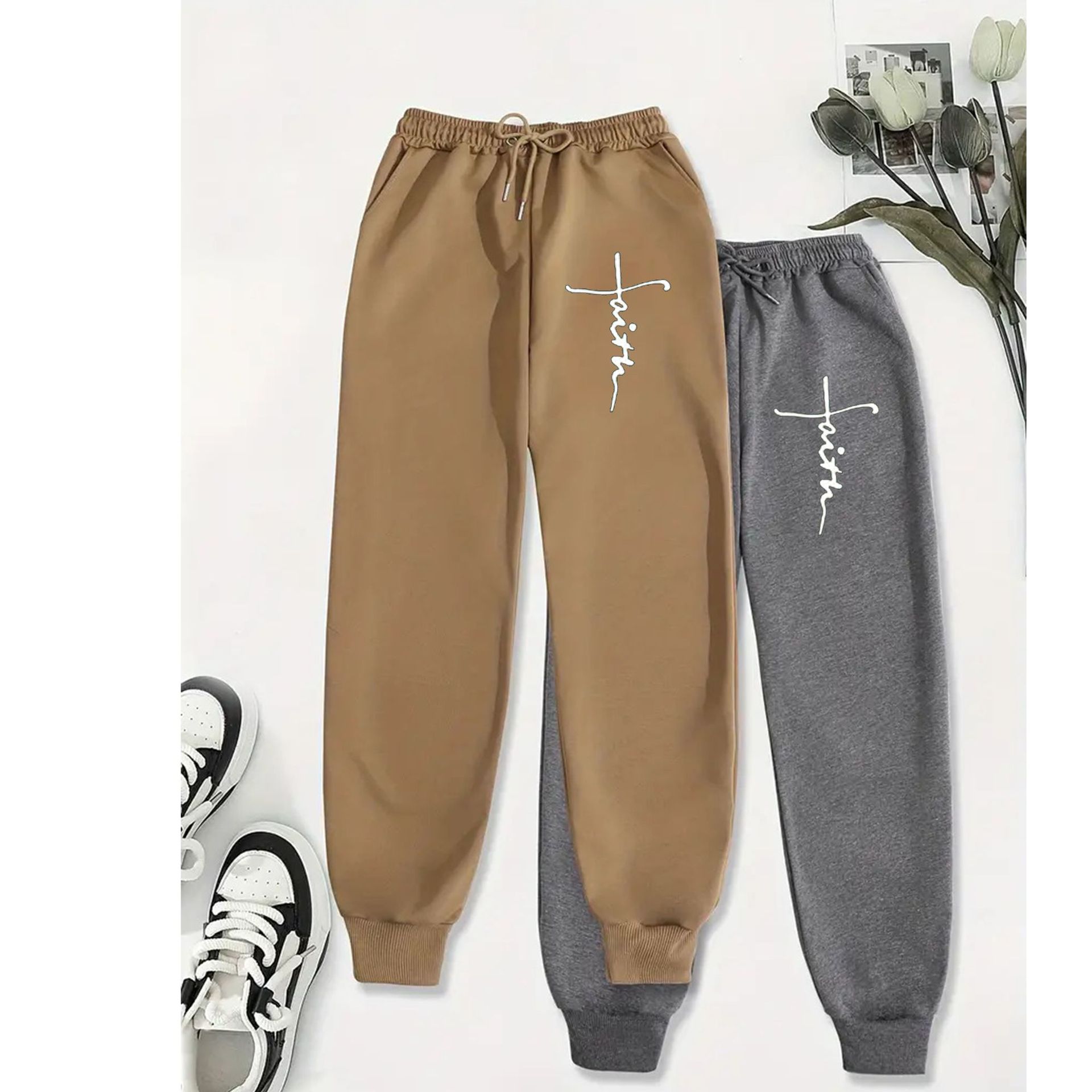 Mens Fleece-Lined Straight-Cut Casual Pants With Slant Pockets