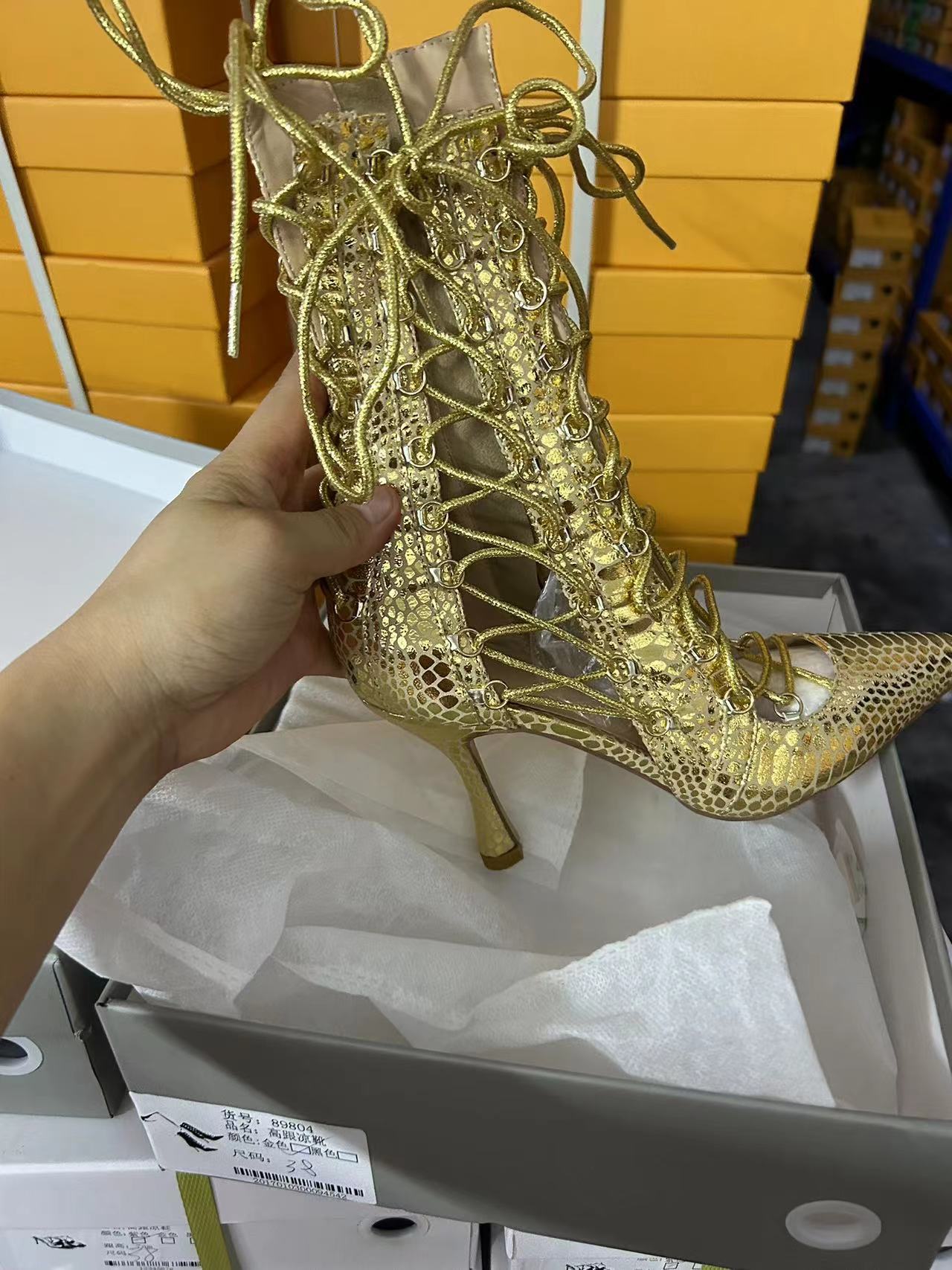 Pointed-toe Hollowed Strap Zip High Heel Boots