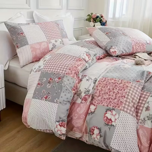 Floral Patchwork Quilt Set, 3-Piece, picture 4 of 4