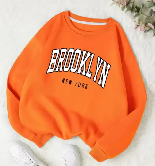 Personality Trend Printed Crew Neck Sweatshirt Women Yl113 Orange - Shop at LoveMi