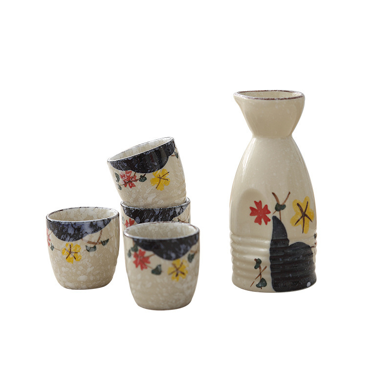 Japanese Style Hand Drawn Ceramic Wine Cup Wine Set