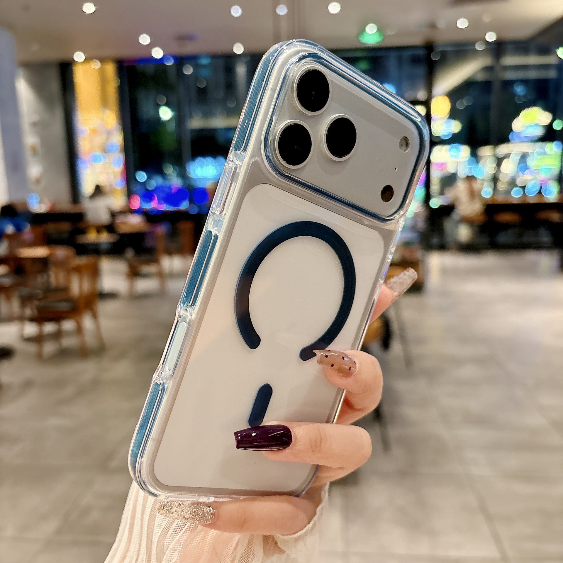 Transparent Ice-crystal Dual-color Magnetic Case For The 17 Pro Max