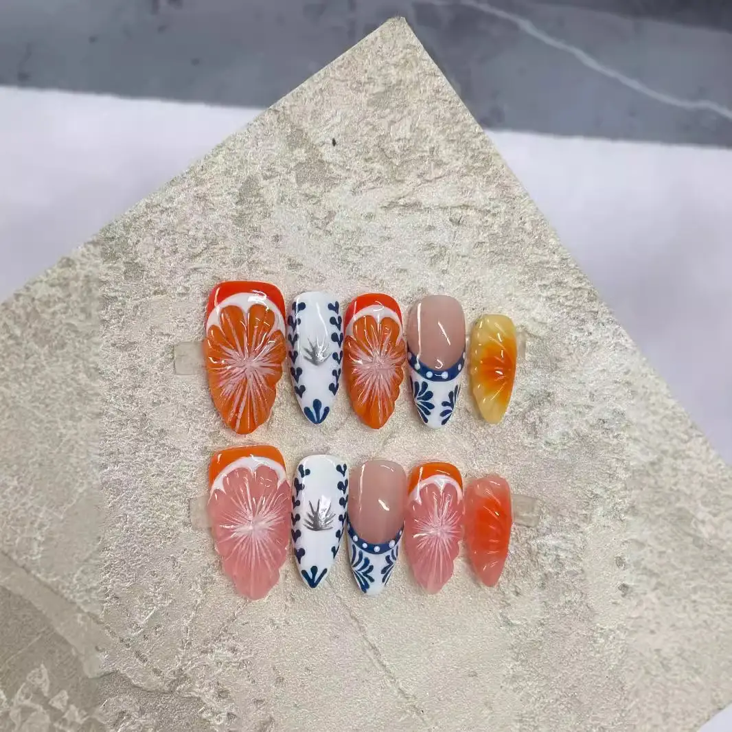 Hand-painted Three-dimensional Grapefruit High-grade Nail Dressing Hand-made