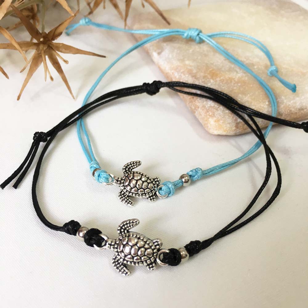 Fashionable Braided Rope Turtle Pendant Anklet For Women