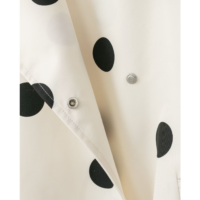 Polka-dot Turtleneck Aviator Jacket