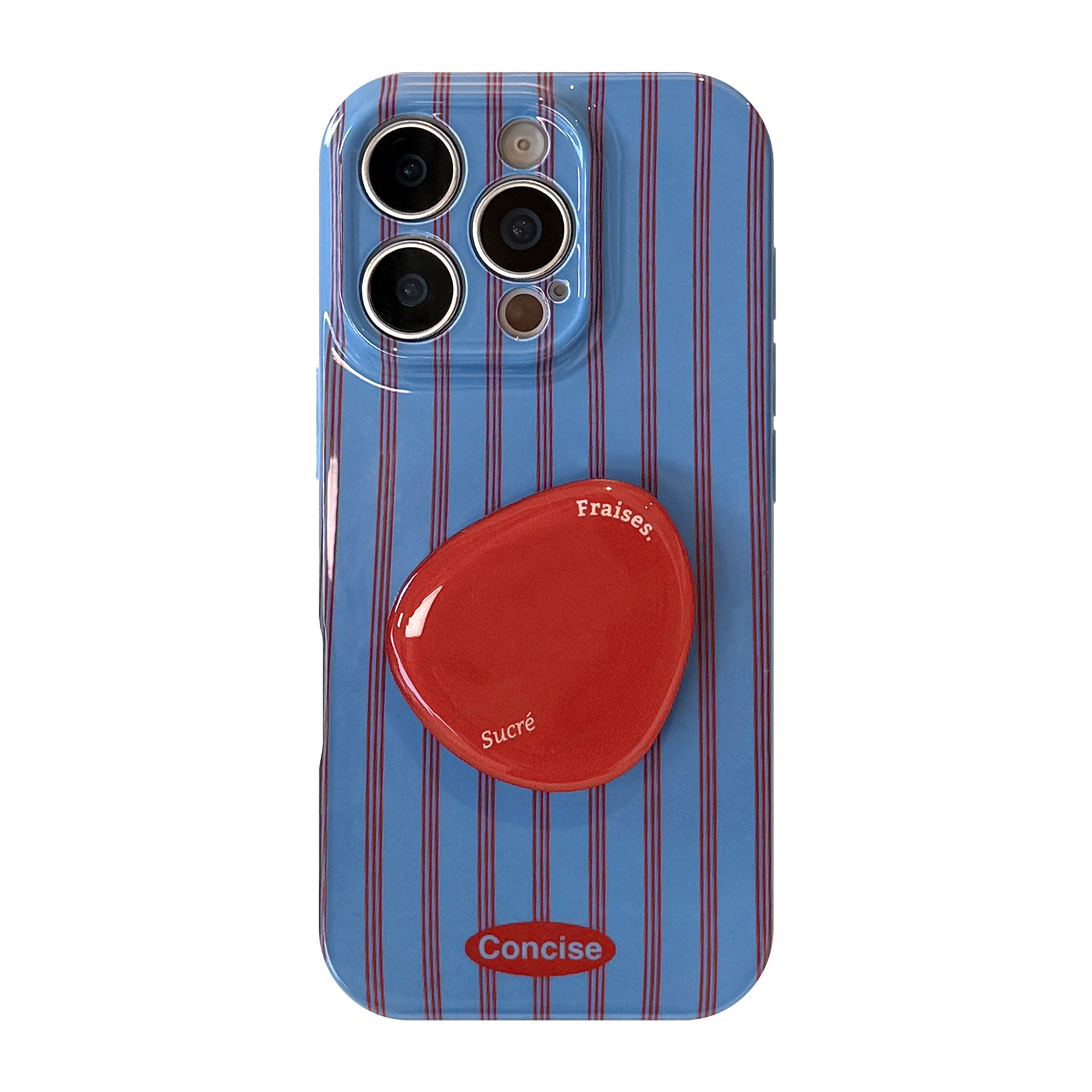 Red And Blue Striped Phone Case With A Retro Film-inspired Design And A Personalized Stand For Full-body Protection