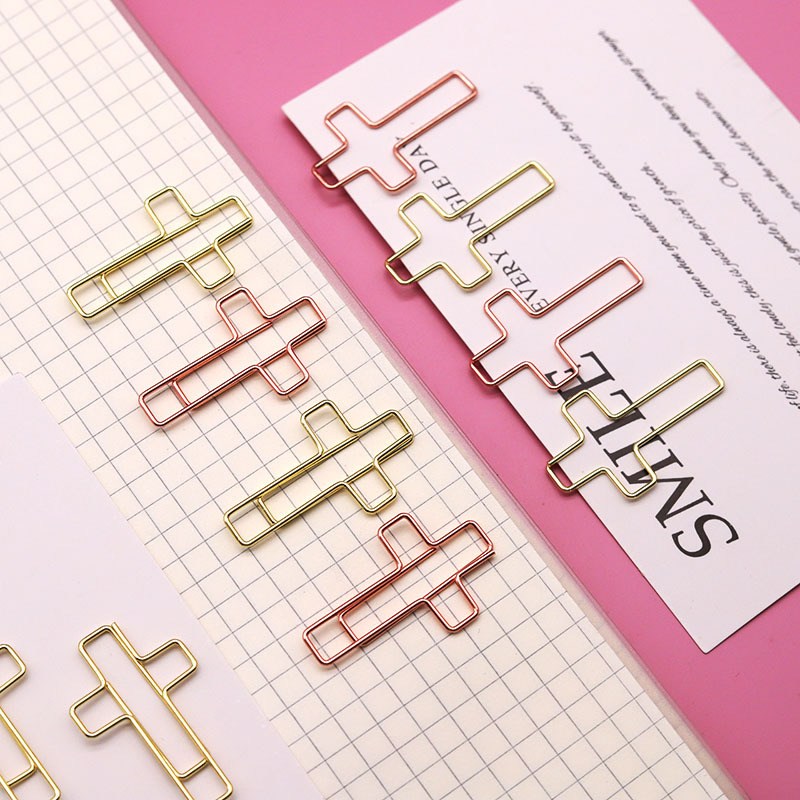 Cross-shaped Metal Paper Clip Creative Design Office Stationery Shaped Paper Holder