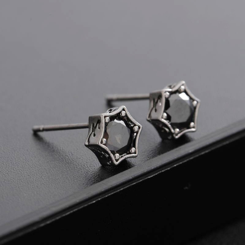 Men's Retro Hexagonal Ear Studs All-matching