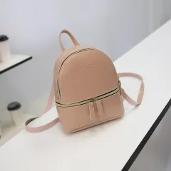 Mini Oil Wax Leather Small Backpack - Pink - View 1