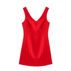 European And American Style V-neck Sleeveless Waist Balloon Mini Dress - View 1
