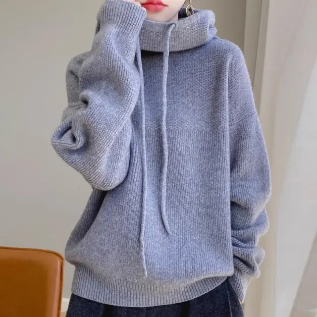 Women's Sweater Thicken Lazy Style All match Long sleeved Autumn Winter Warm Casual Sweater For Women Elegant Gray Thin 500G - Shop at LoveMi