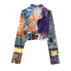 Lapel Print Shirt Women's Section Decoration Skirt Suit - Shirt - View 1