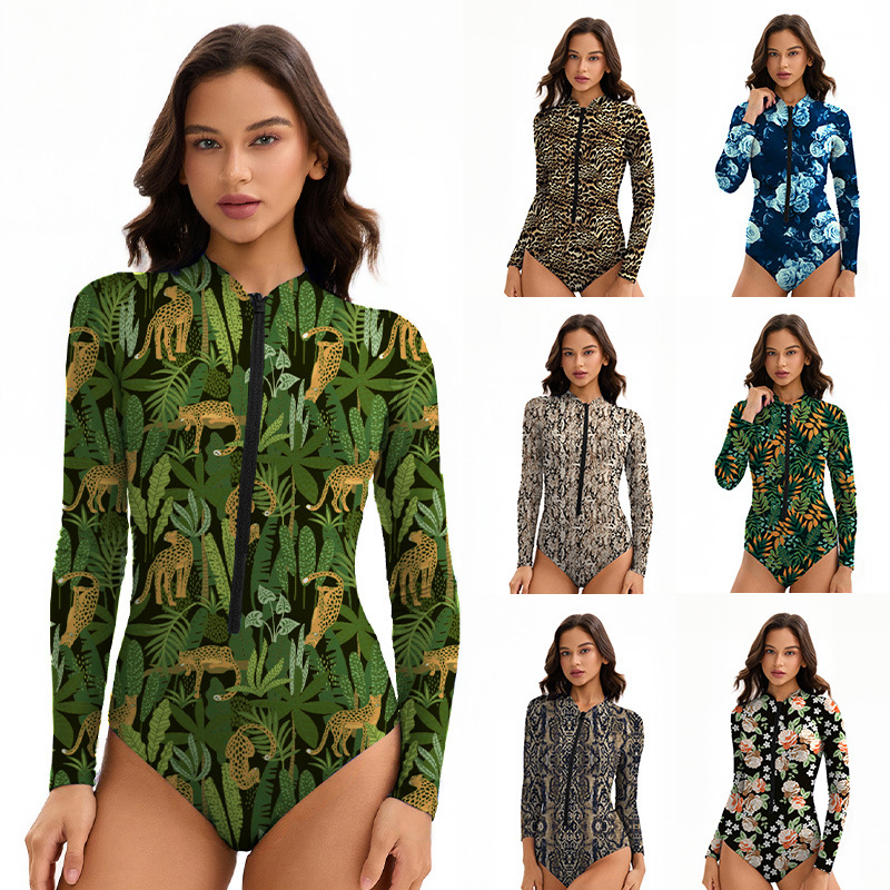 Womens Printed One-Piece Triangle Swimsuit