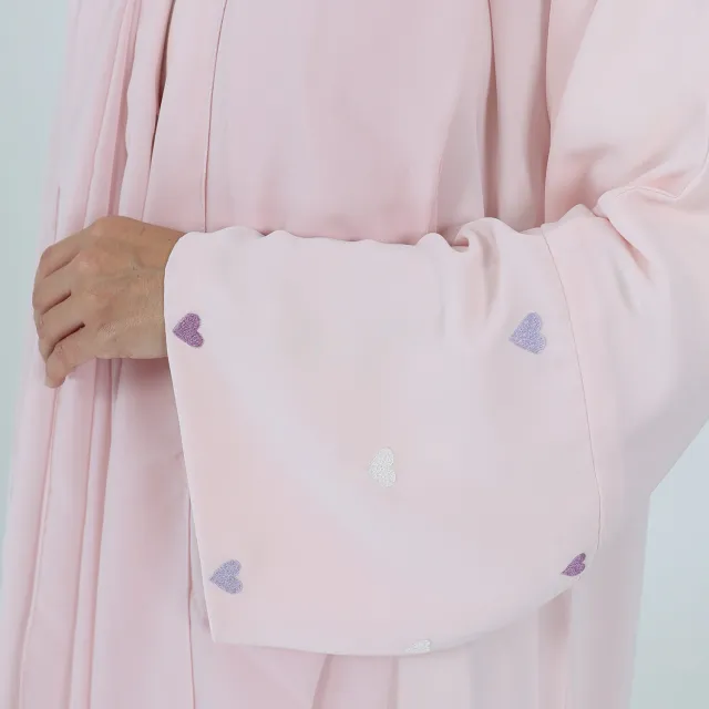 Dubai Love Embroidered Elegant Cardigan Robe Pink - Shop at LoveMi