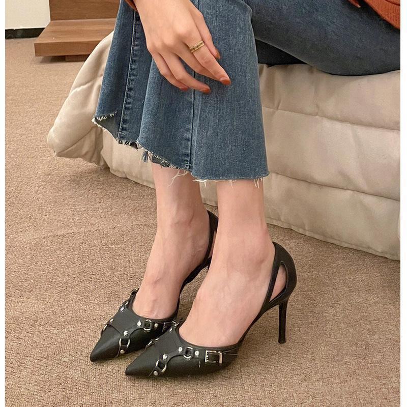 Women's High Heels Fine Heel With Black Shallow Mouth