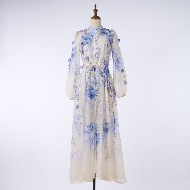 Heavy-Work Embroidered Hanging Flower Long Dress