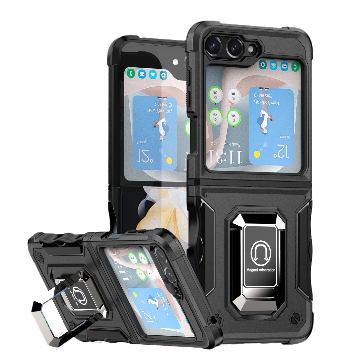 Army Flag Ring Z Flip5 ZFlip4 Magnetic Bracket Phone Case - Image 6