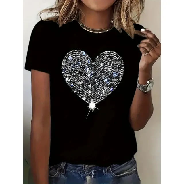 Women's Short sleeved Valentine's Day Heart Round Neck Top Hs1 13 - Shop at LoveMi
