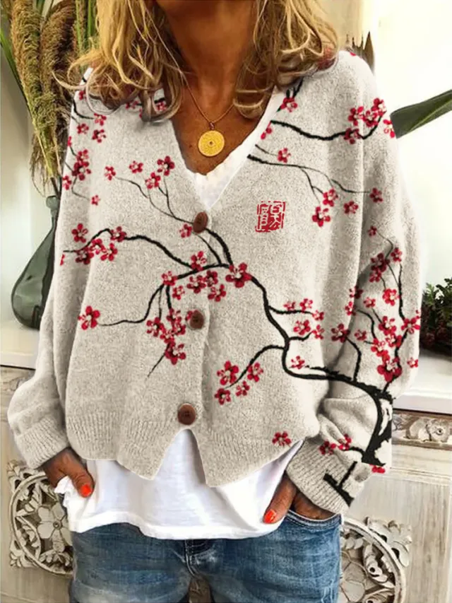 Abstract Printing Casual Cloak Coat Cardigan Sweater Ding632 M - Shop at LoveMi