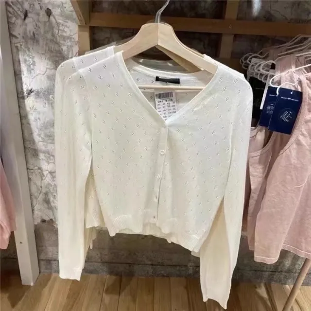 V neck Hollow Thin Sweater Sun Protection Cardigan As Shown In The Figure - Shop at LoveMi