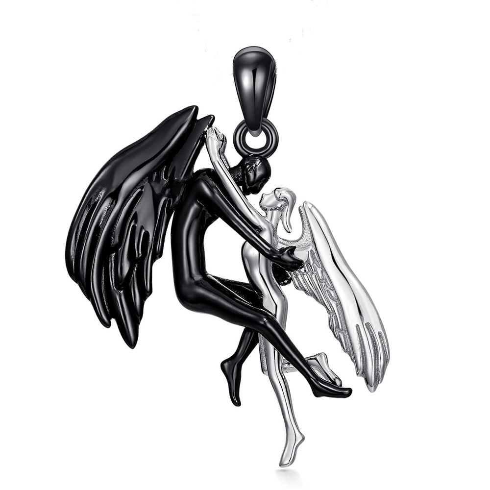 Creative Couple Hug Angel Devil Pendant