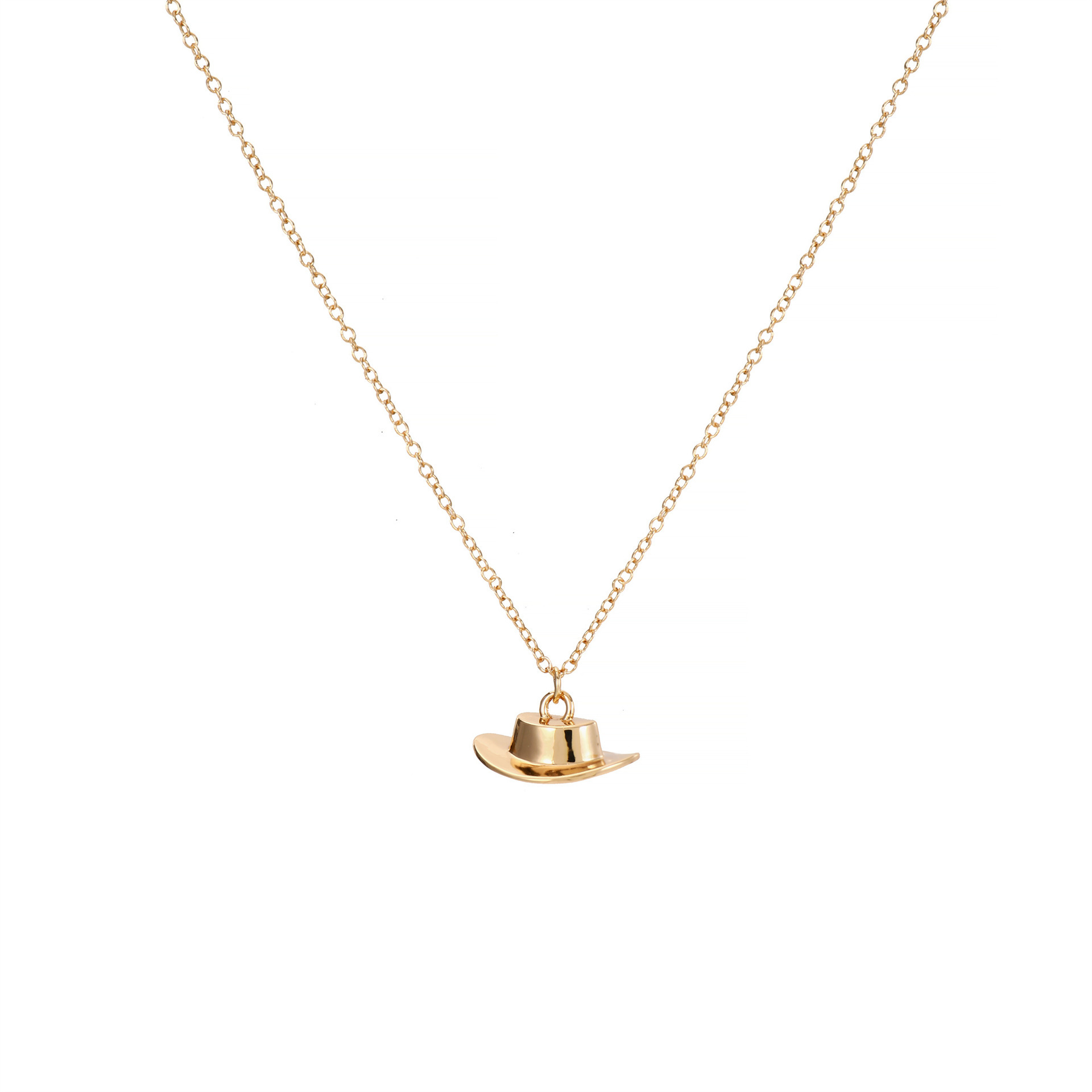 Western Denim Hat Pendant Necklace Female Classic Wild