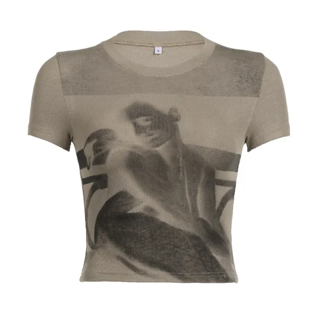 Women's Short Figure Flattering Short Sleeve Top Brown - Shop at LoveMi