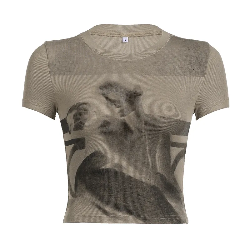 Women's Short Figure Flattering Short Sleeve Top - Brown