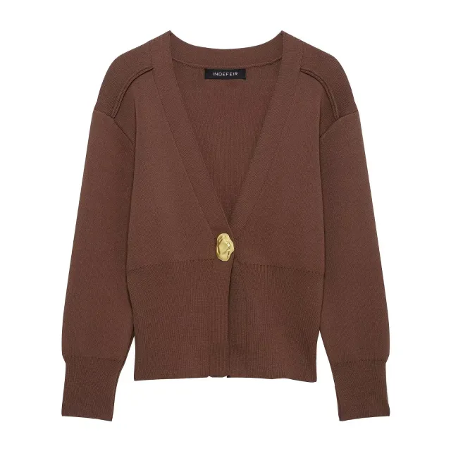Women's Coat Knitted Cardigan Top Dark Brown - Shop at LoveMi